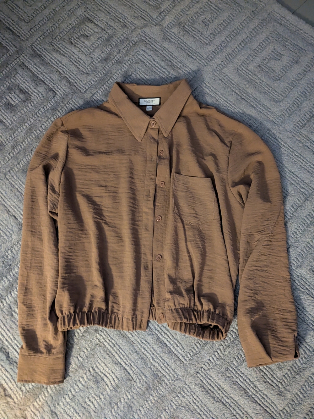Discreet Tan Cropped Button-Front Jacket